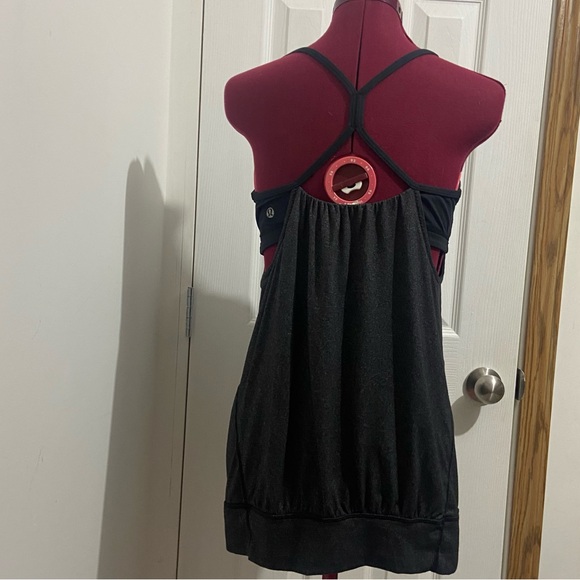 Lululemon women black and grey tone athletic workout top. Size L. Used. - Picture 6 of 11